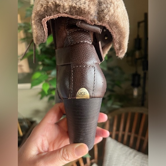 UGG Brown Ankle Boots with Plush Cuff - Picture 8 of 10